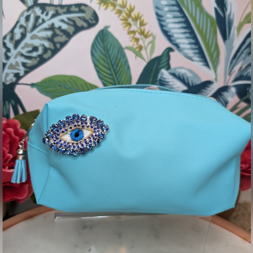 Cosmetic Pouch with handmade rhinestone eye 🧿